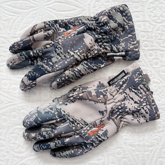 Sitka Gear Windstopper Camo Hunting Gloves Leather Palm (Sz L) - Picture 1 of 5
